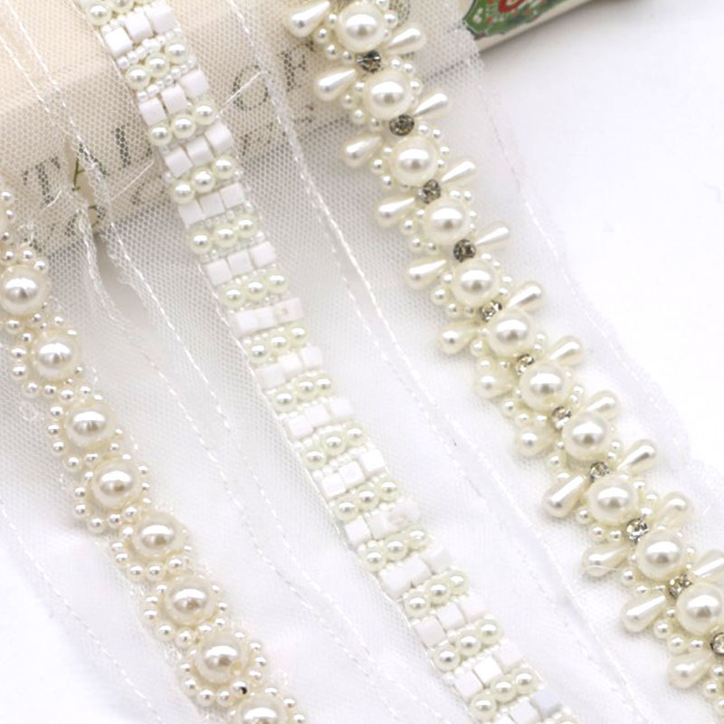 Beaded lace appliques